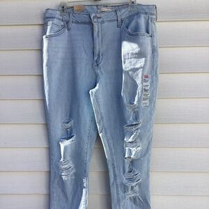 Levis Jeans Womens 18M High Rise 721 Skinny Distressed Look Light Blue Denim NWT
